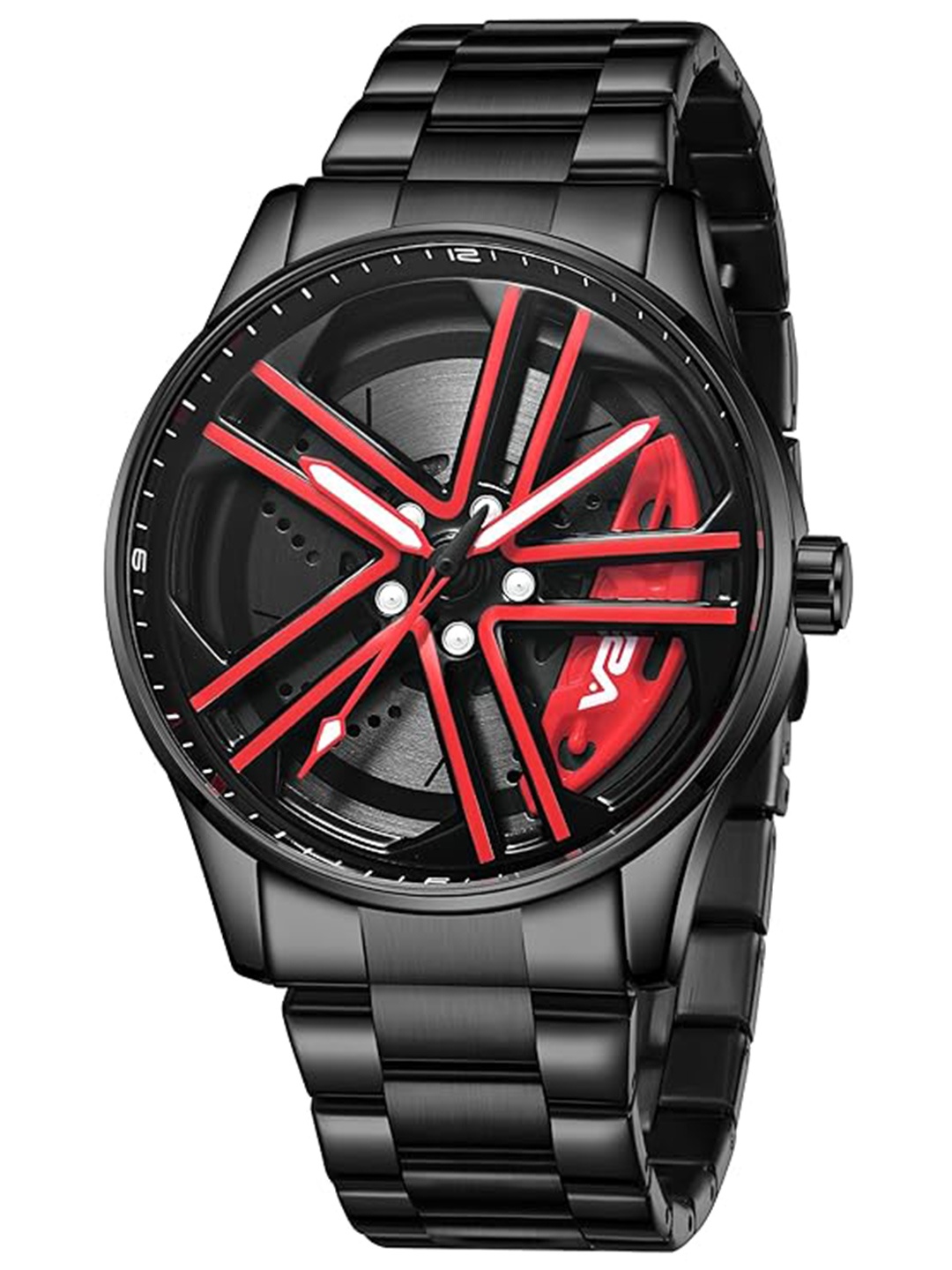 

V2A Men Mother of Pearl Dial & Stainless Steel Analogue Watch V2A-CN-2320-Blk-Red