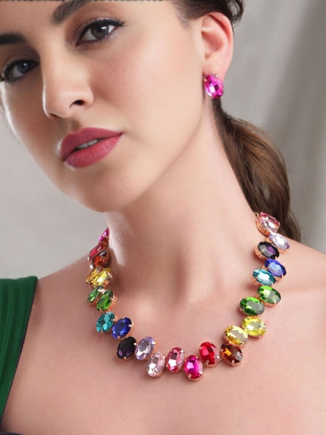 

MANSIYAORANGE 18 K Gold Plated AD Studded Jewellery Set