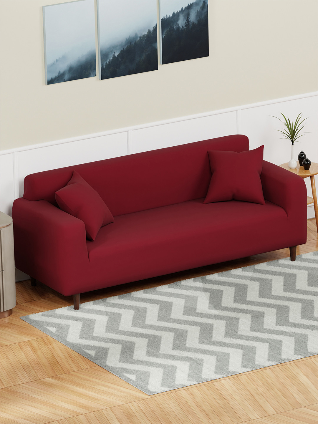 

Lukzer Red Printed 3-Seater Sofa Cover With Arms