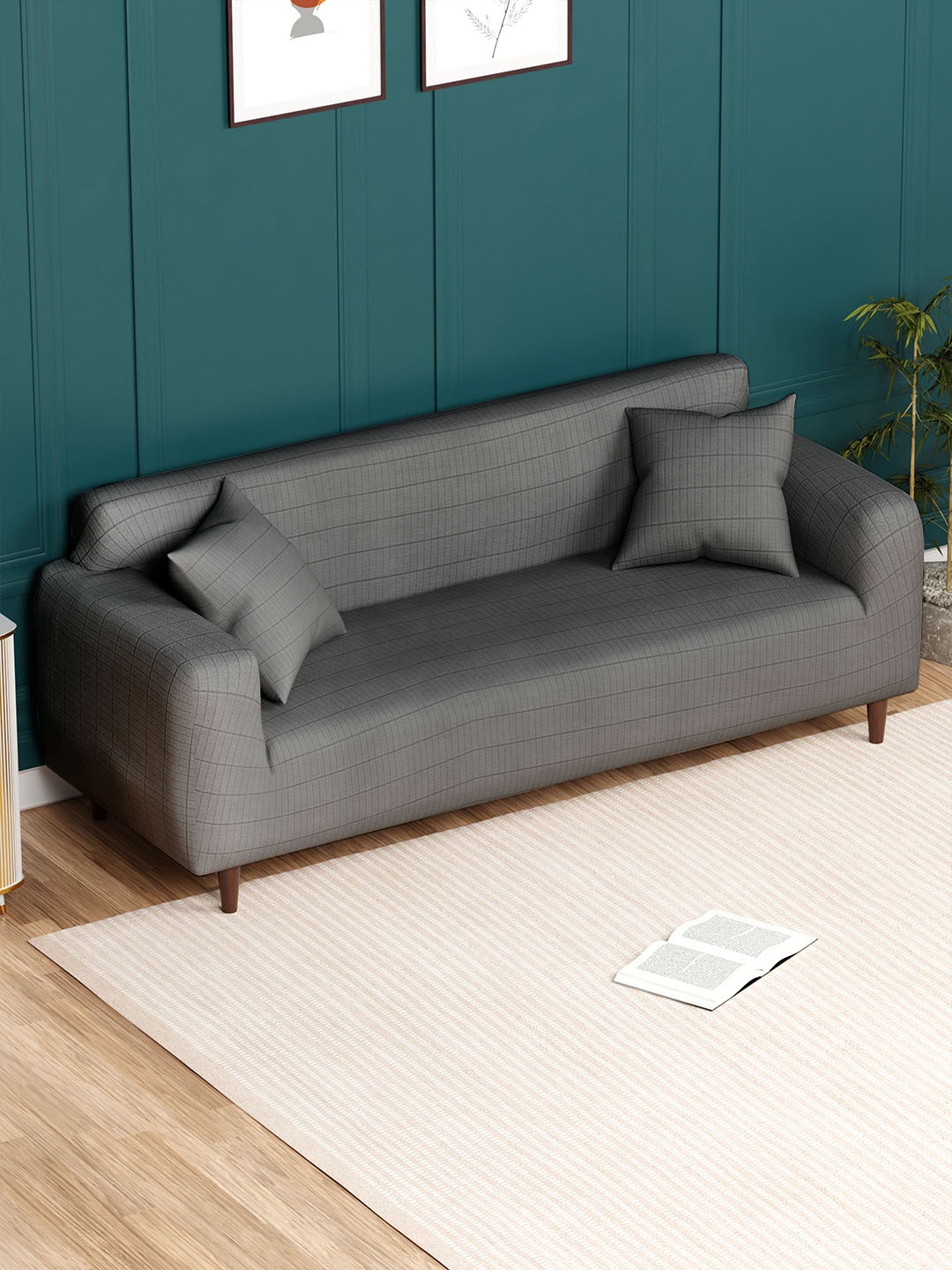 

Lukzer Grey Textured 3 Seater Sofa Cover With Arms