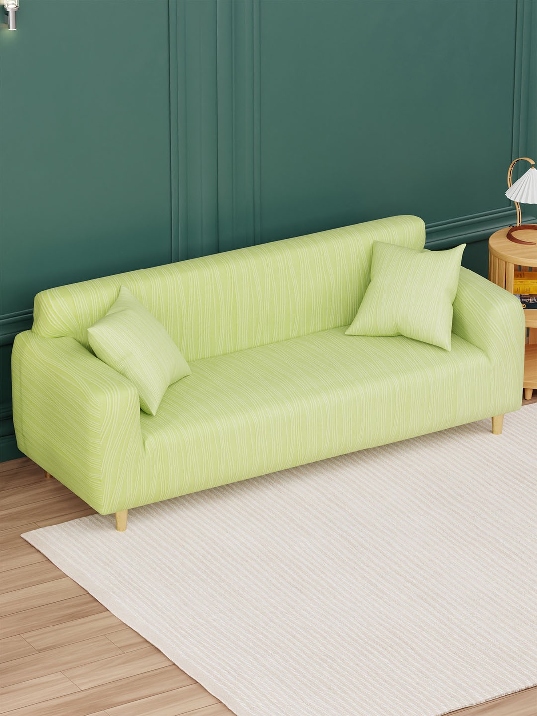 

Lukzer Green Printed 3-Seater Sofa Cover With Arms