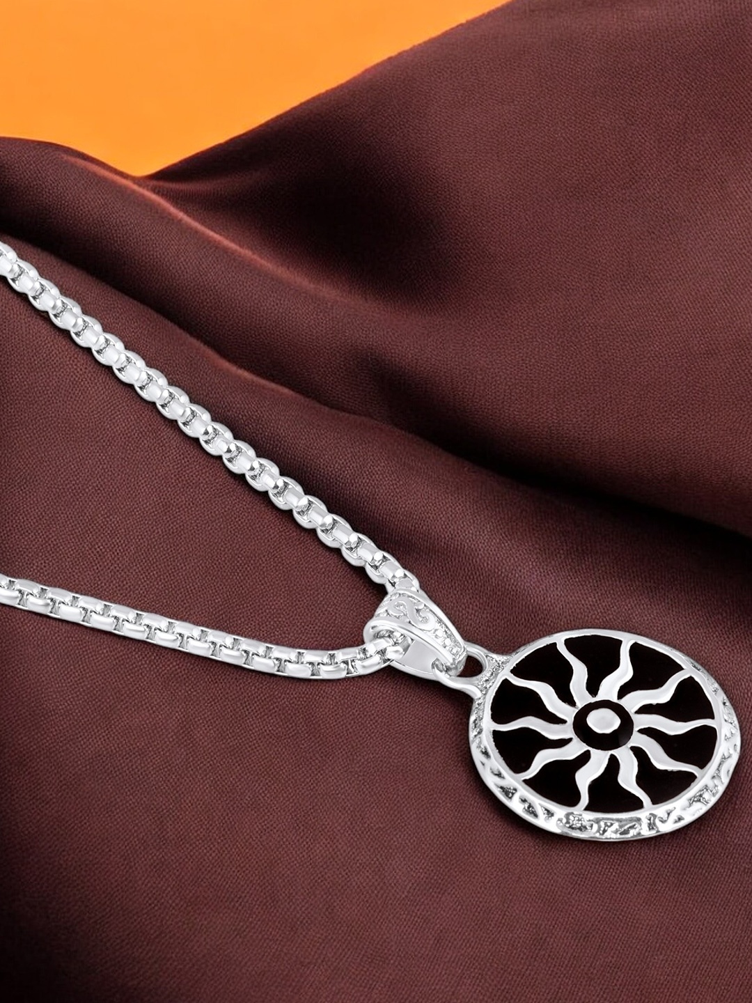 

Mahi Rhodium-Plated Diamond Shaped Pendants with Chains, Black