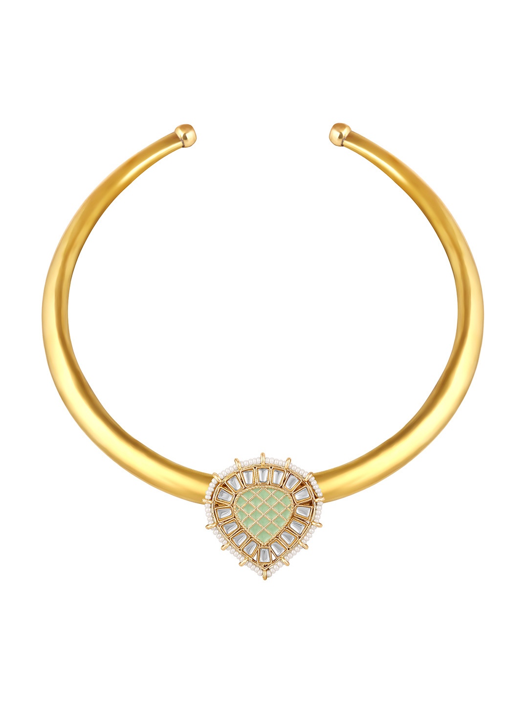 

BDIVA 18K Gold-Plated Regal Mint Kundan Medallion Choker