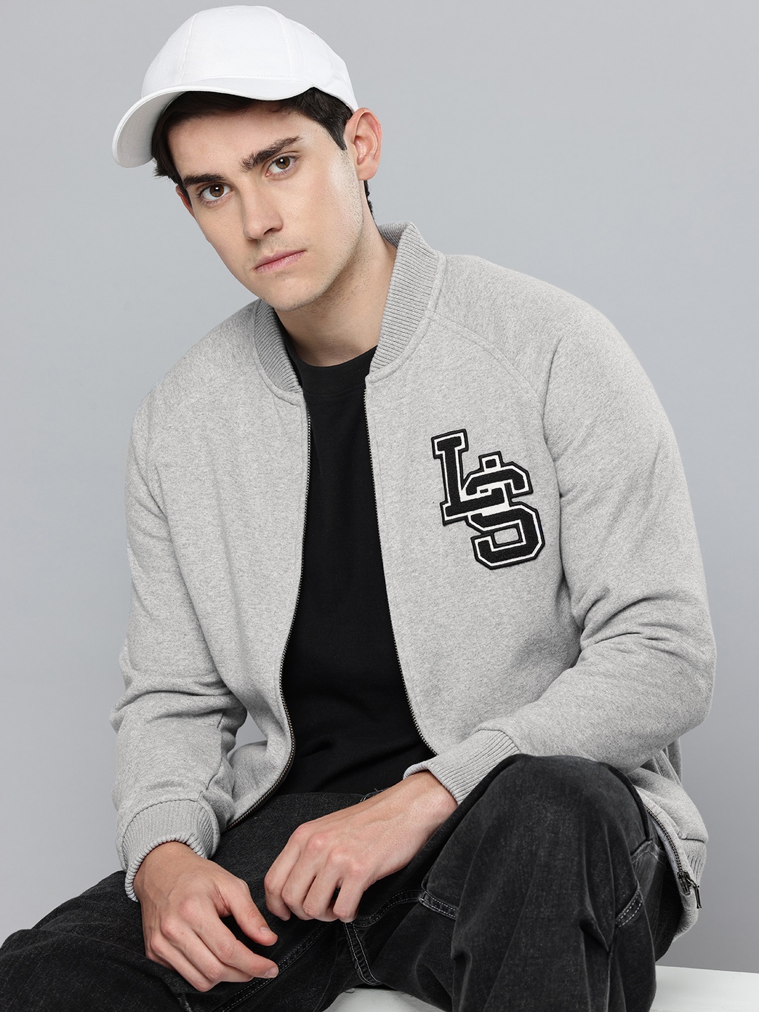 

Levis Applique Detail Open Front Sweatshirt, Grey