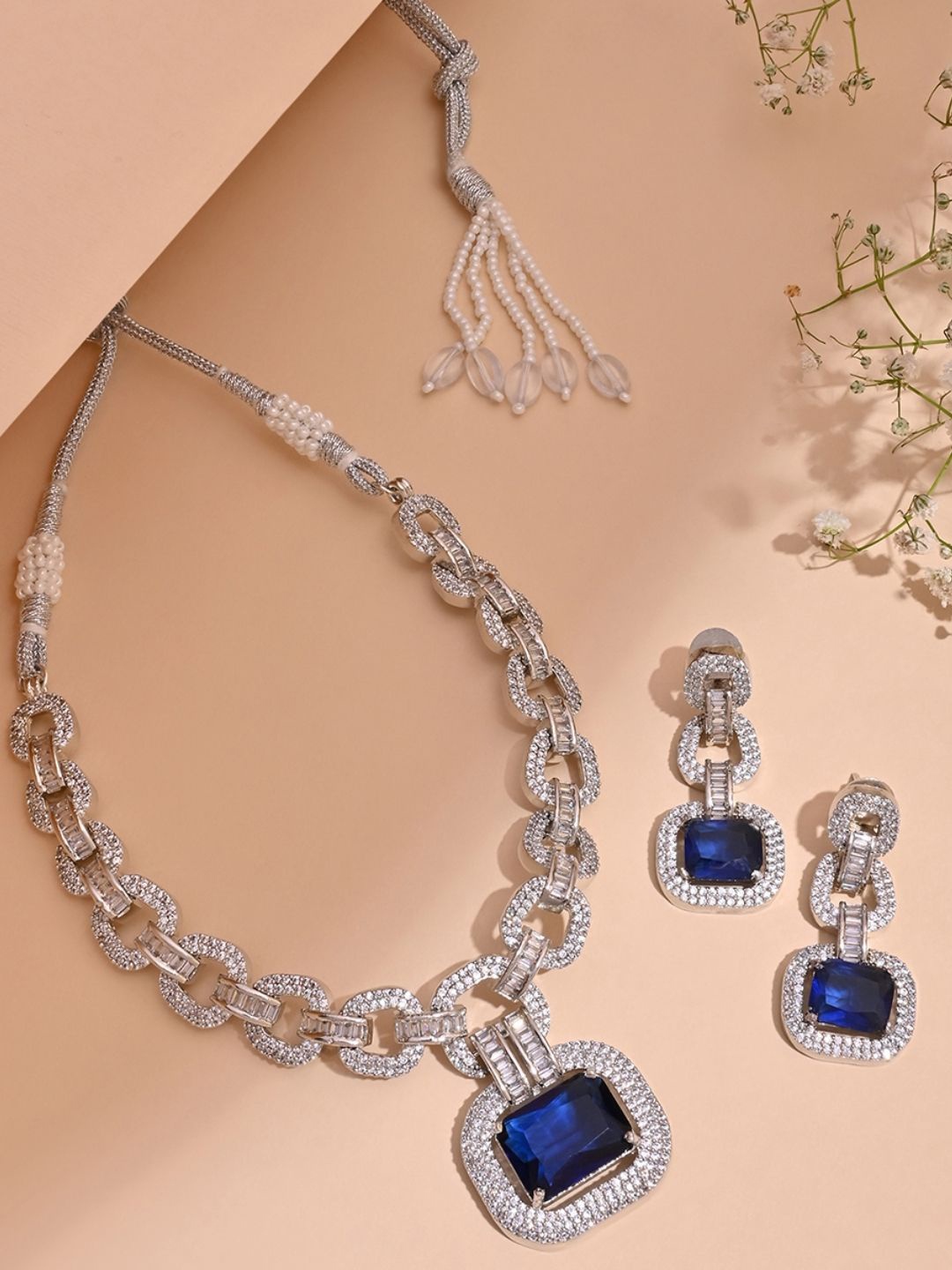 

Fida Silver-Plated AD-Studded Jewellery Set