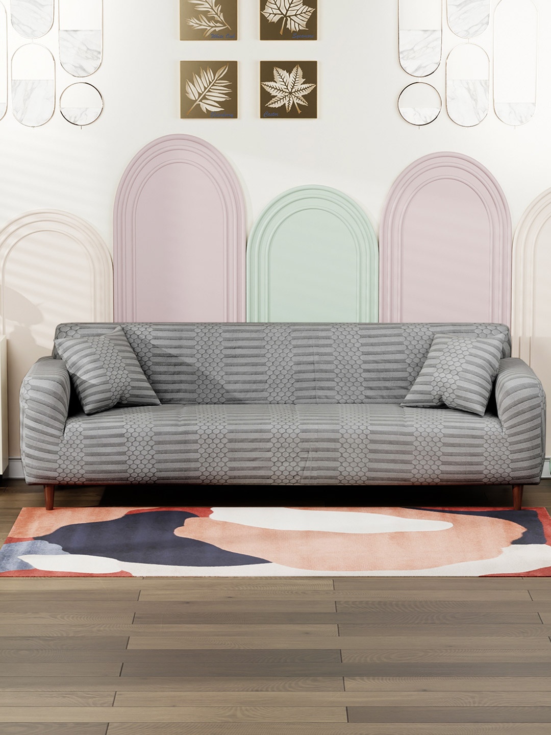 

Lukzer Grey Printed 4-Seater Sofa Cover With Arms
