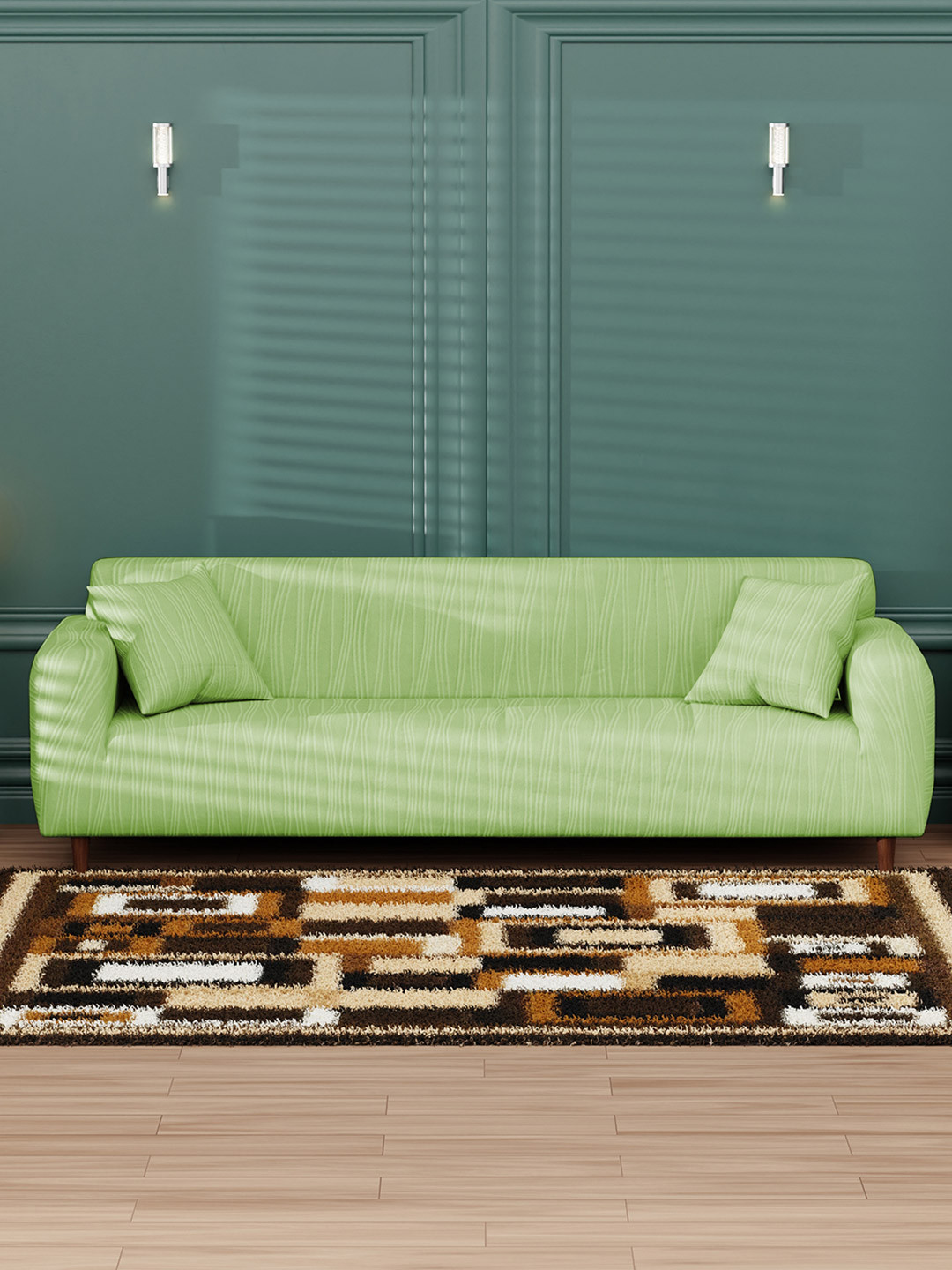 

Lukzer Green Printed 4-Seater Sofa Cover With Arms