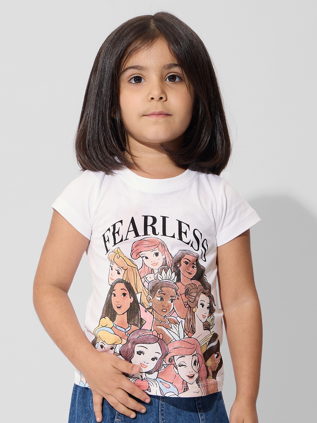 

The Souled Store Girls Disney Graphic Printed Round Neck Cotton T-shirt, White