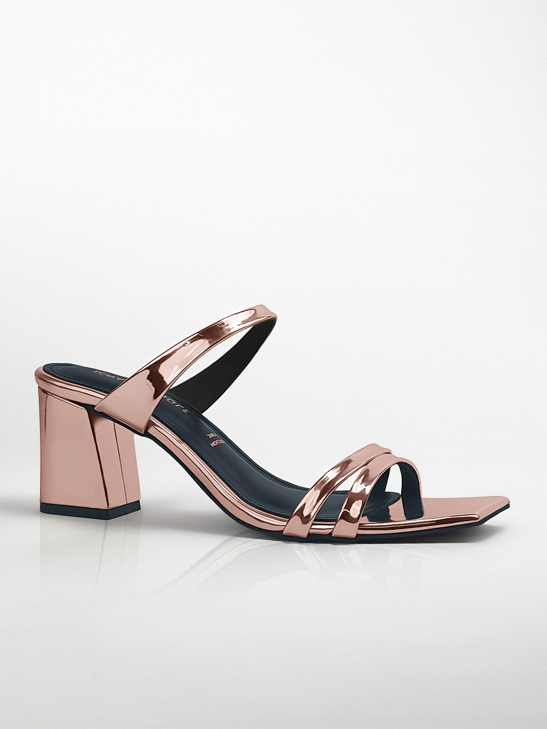 

Signature Sole Open Back Party Block Sandals, Metallic