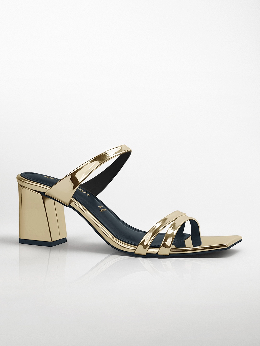 

Signature Sole Open Back Party Block Sandals, Gold