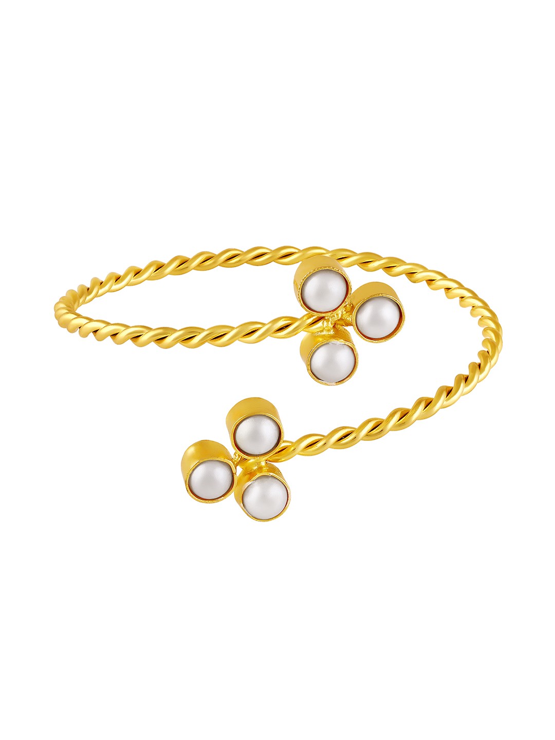 

BDIVA 18k Gold-Plated Twisted Pearl Beaded Wraparound Bracelet