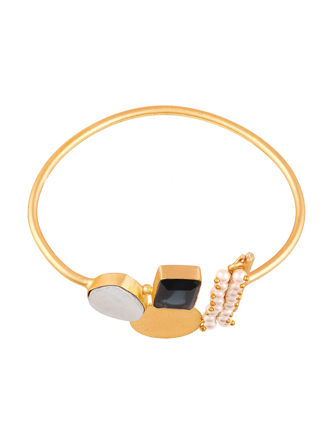 

BDIVA 18 K Gold-Plated Brass Bangle-Style Beaded Bracelet