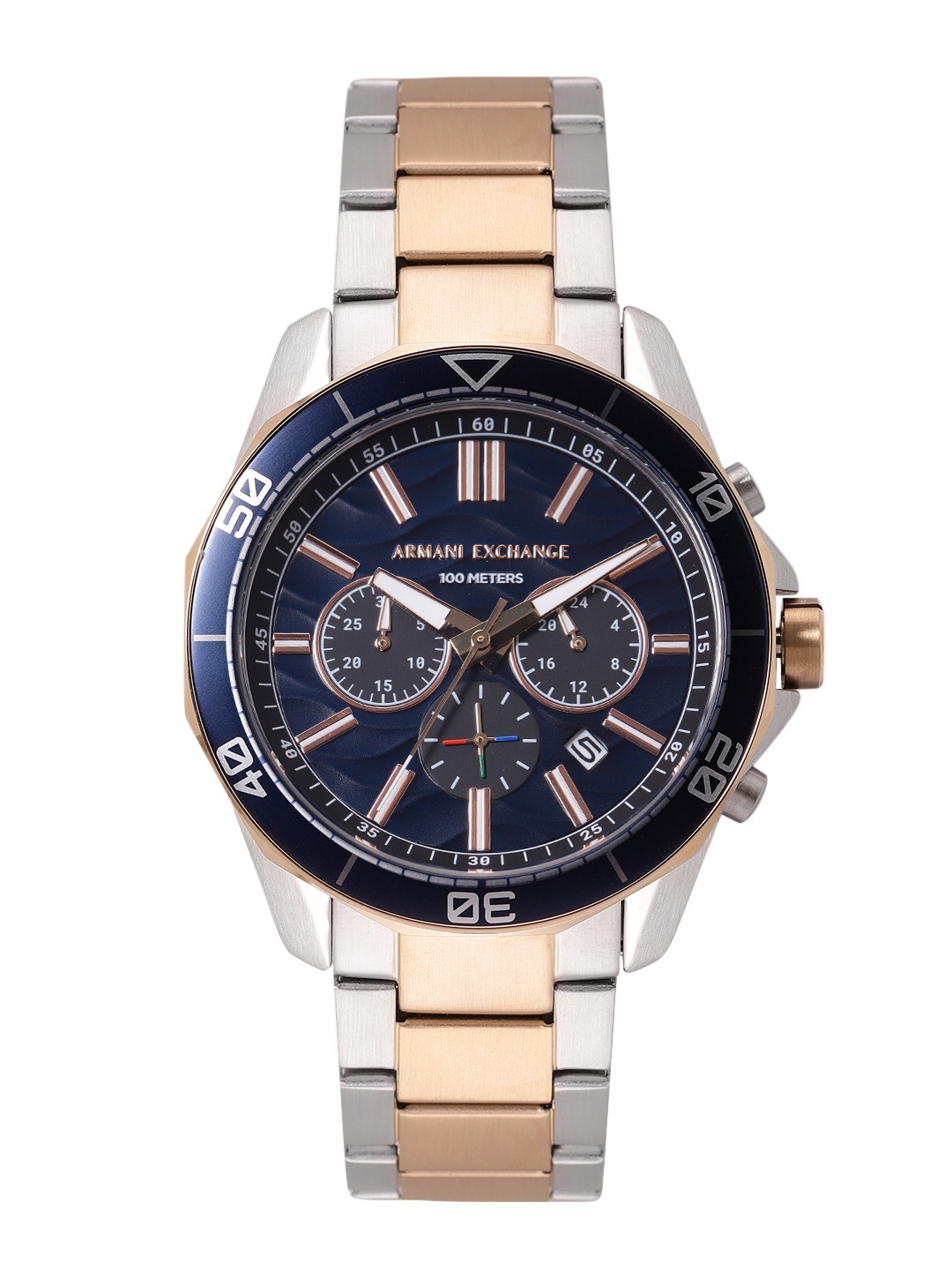 

Armani Exchange Men Two Tone Chronograph Analogue Watch AX1965I, Navy blue