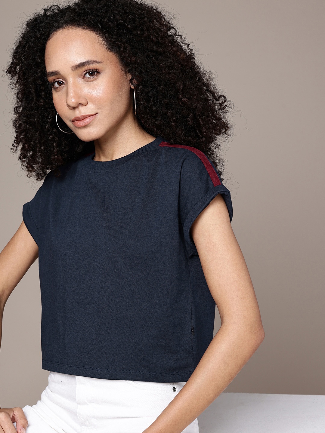 

The Roadster Life Co. Extended Sleeves Boxy T-shirt, Navy blue