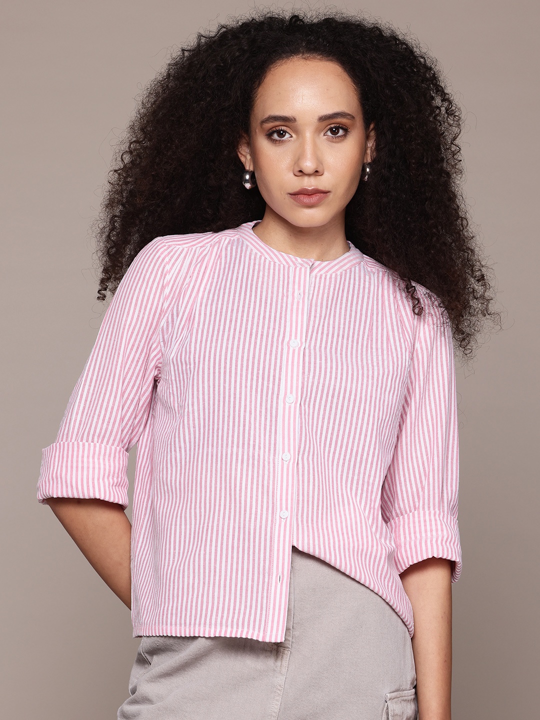 

The Roadster Lifestyle Co. Striped Casual Shirt, Pink