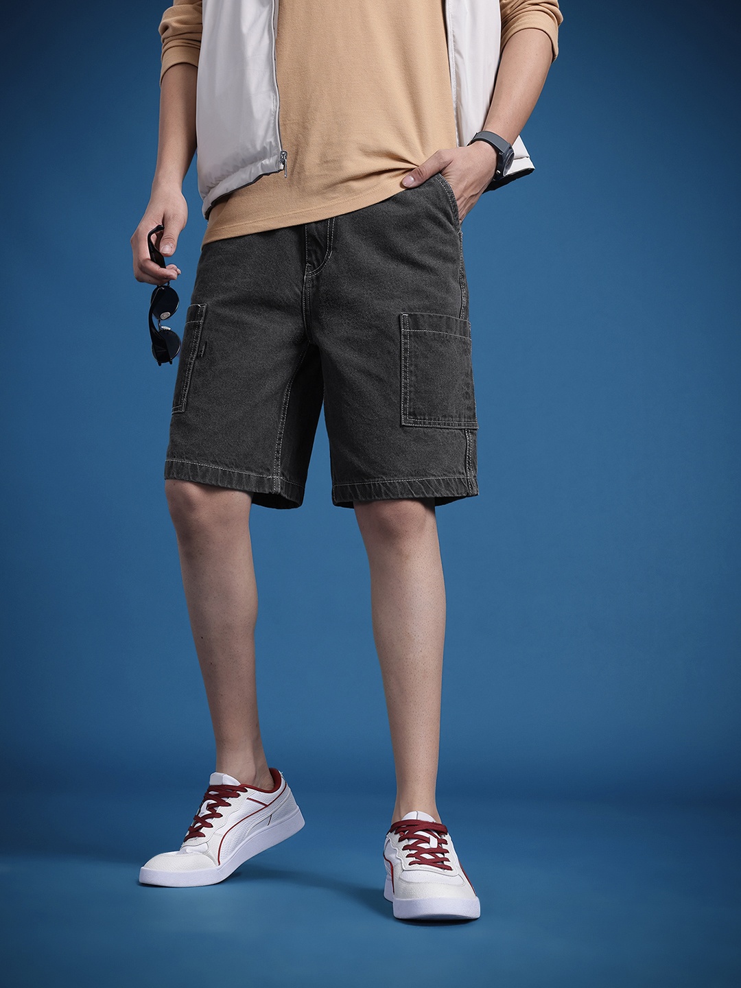 

The Roadster Life Co. Men Relaxed Cargo Style Jorts, Black