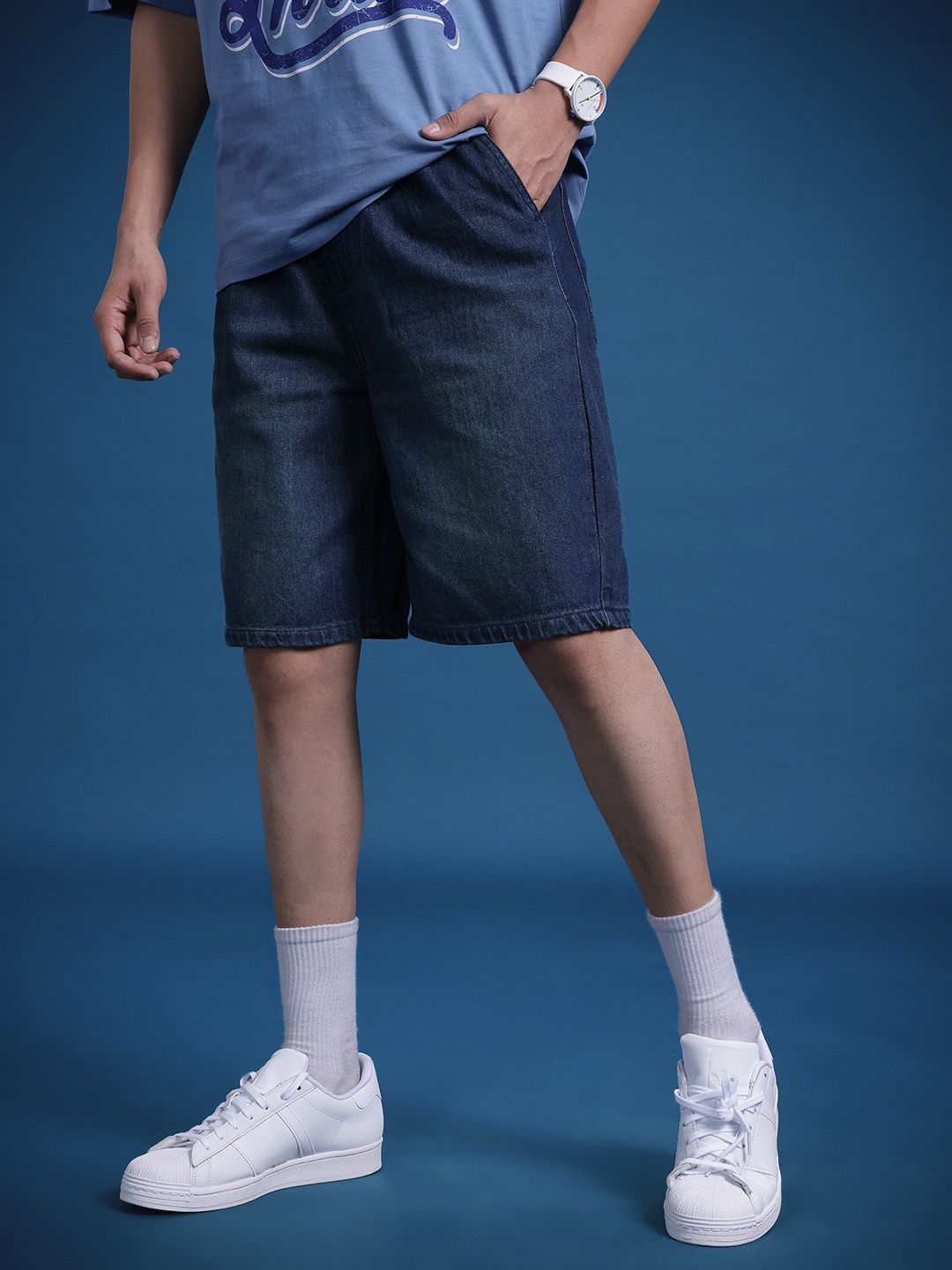 

The Roadster Life Co. Men Relaxed Denim Shorts, Navy blue