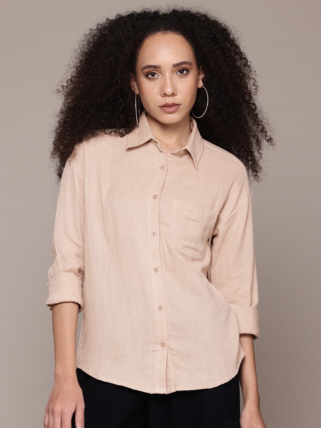 

The Roadster Lifestyle Co. Cotton Casual Shirt, Beige