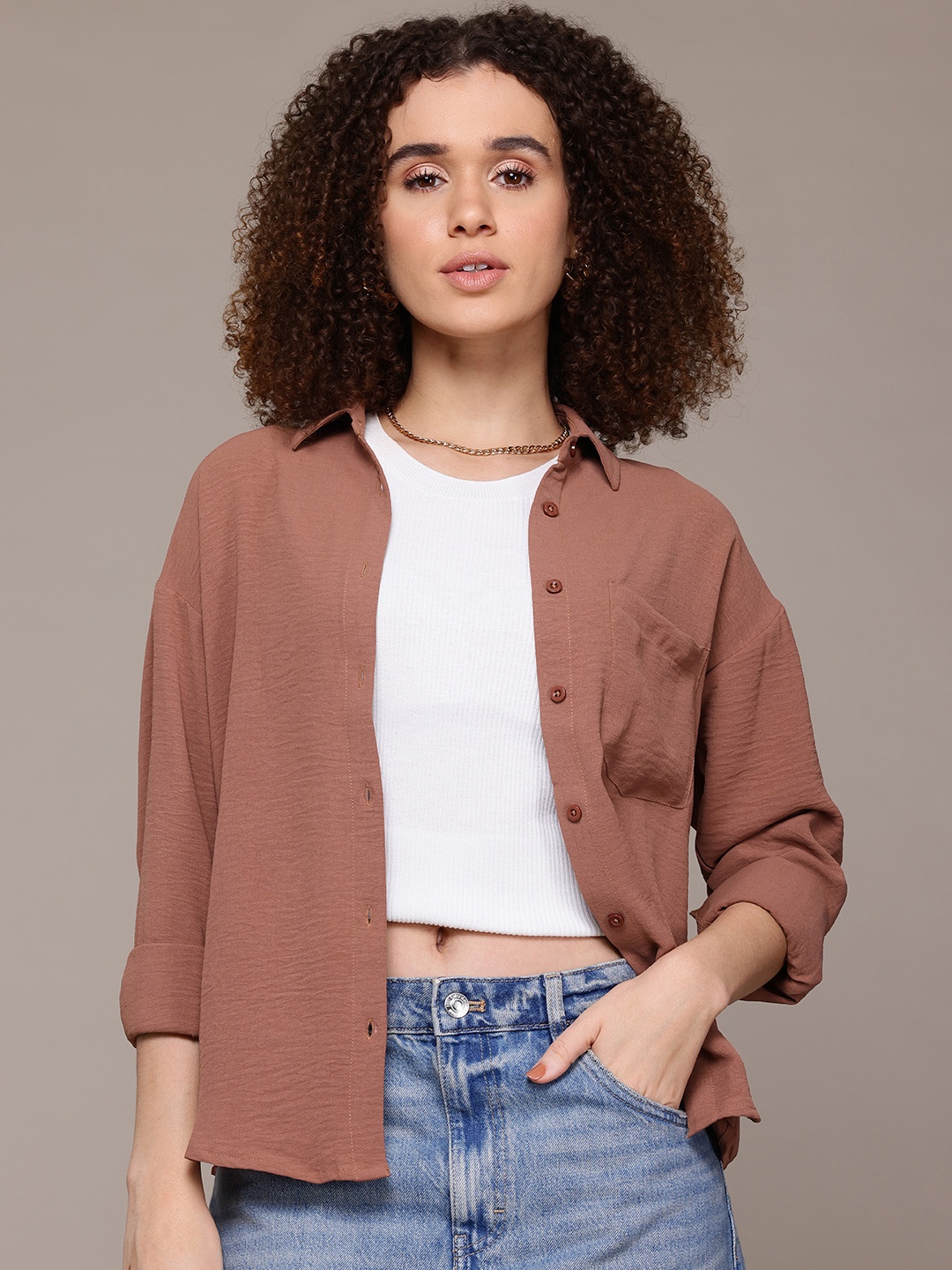 

The Roadster Lifestyle Co. Chest Pocket Casual Shirt, Brown