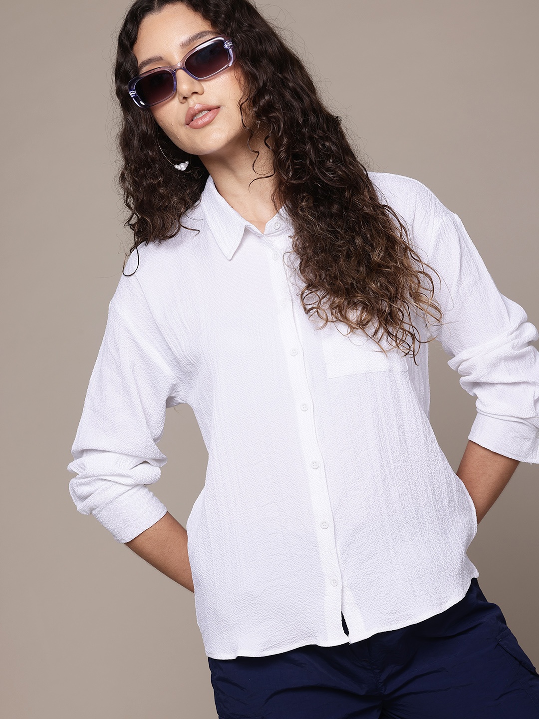 

Roadster Women Opaque Casual Shirt, White