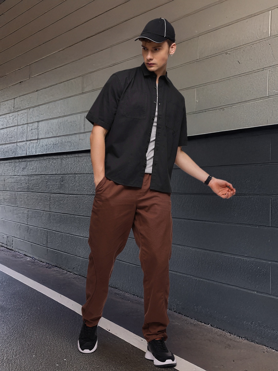 

FCUK Relaxed Fit Pure Cotton Casual Shirt, Black