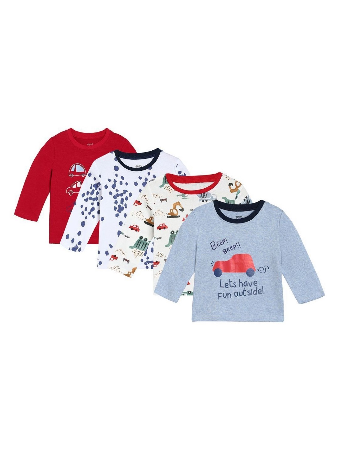 

MINI KLUB Boys Pack Of 4 Graphic Printed Round Neck Cotton T-shirts, Blue