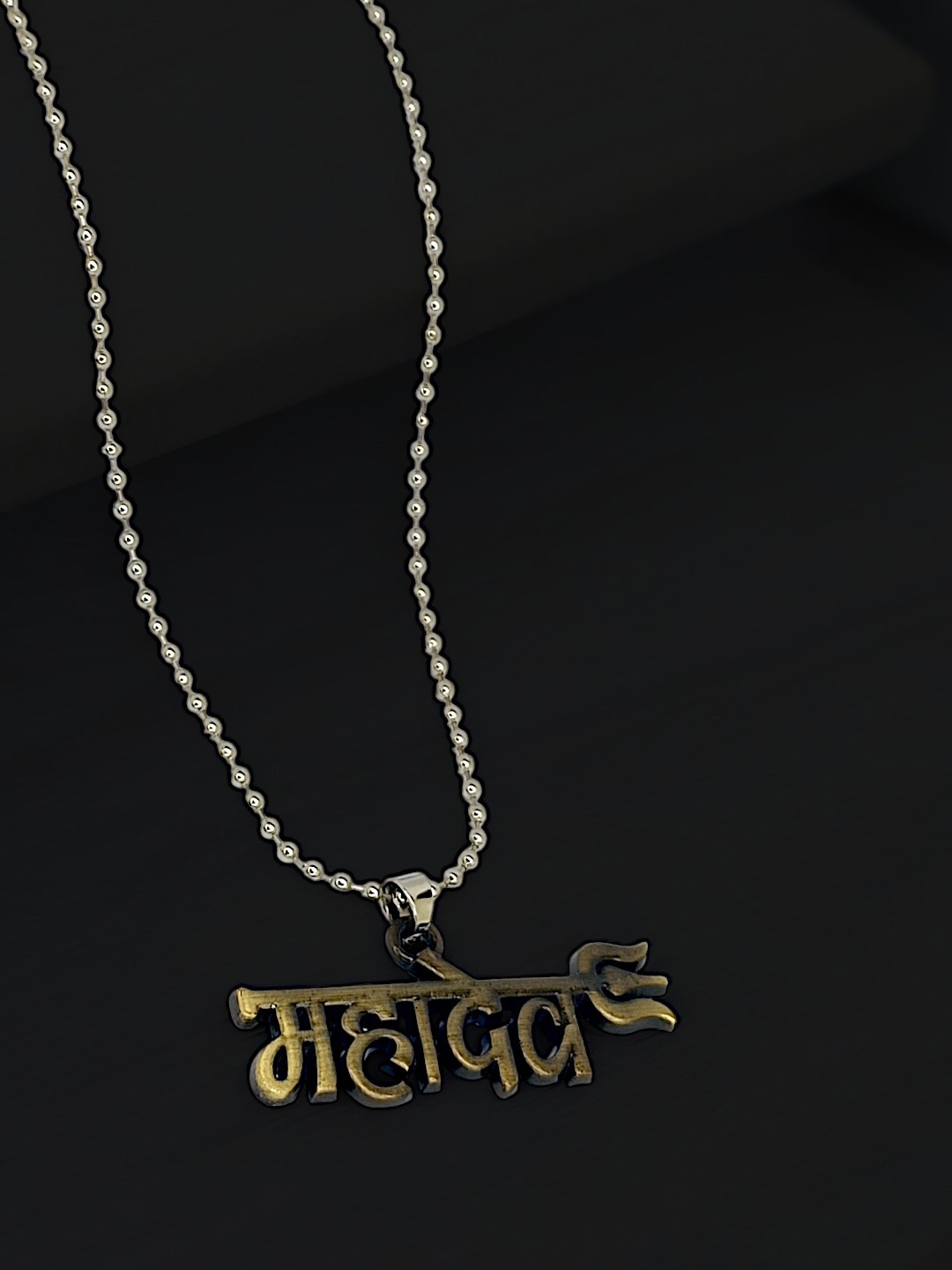 

9blings Men Silver-Plated Trishul Mahadev Pendant With Chain