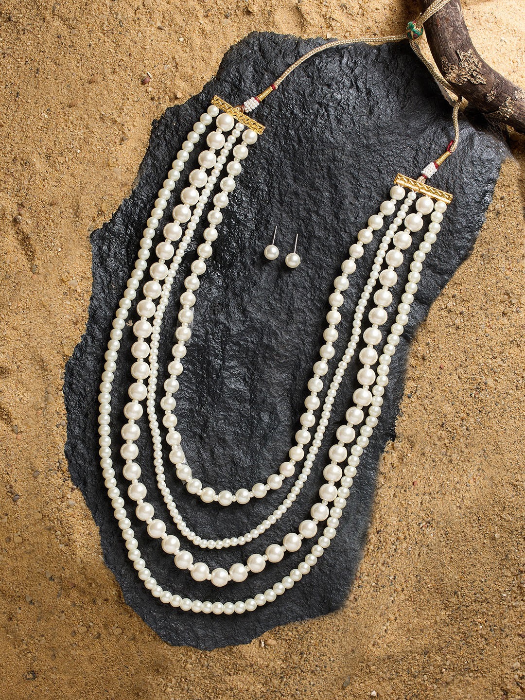 

Zaveri Pearls Gold-Plated Beaded Multilayer Jewellery Set