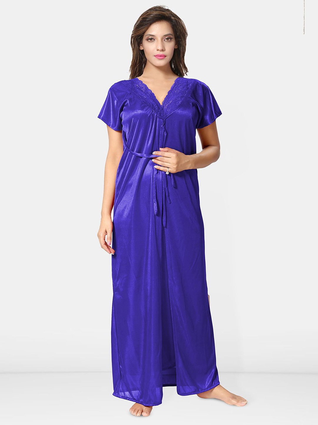 

Be You Women Pack of 2 Nighty with Robe Nightdress, Blue