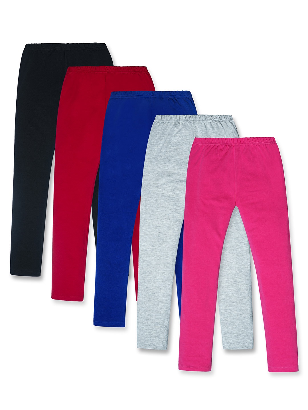 

Nino Togs Girls Pack of 5 Cotton Ankle-Length Leggings, Black
