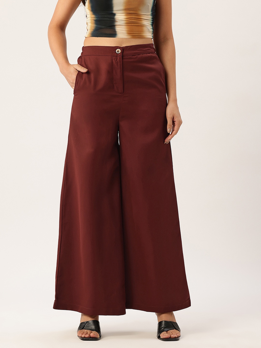 

Rue Collection Original Flared Trousers, Maroon