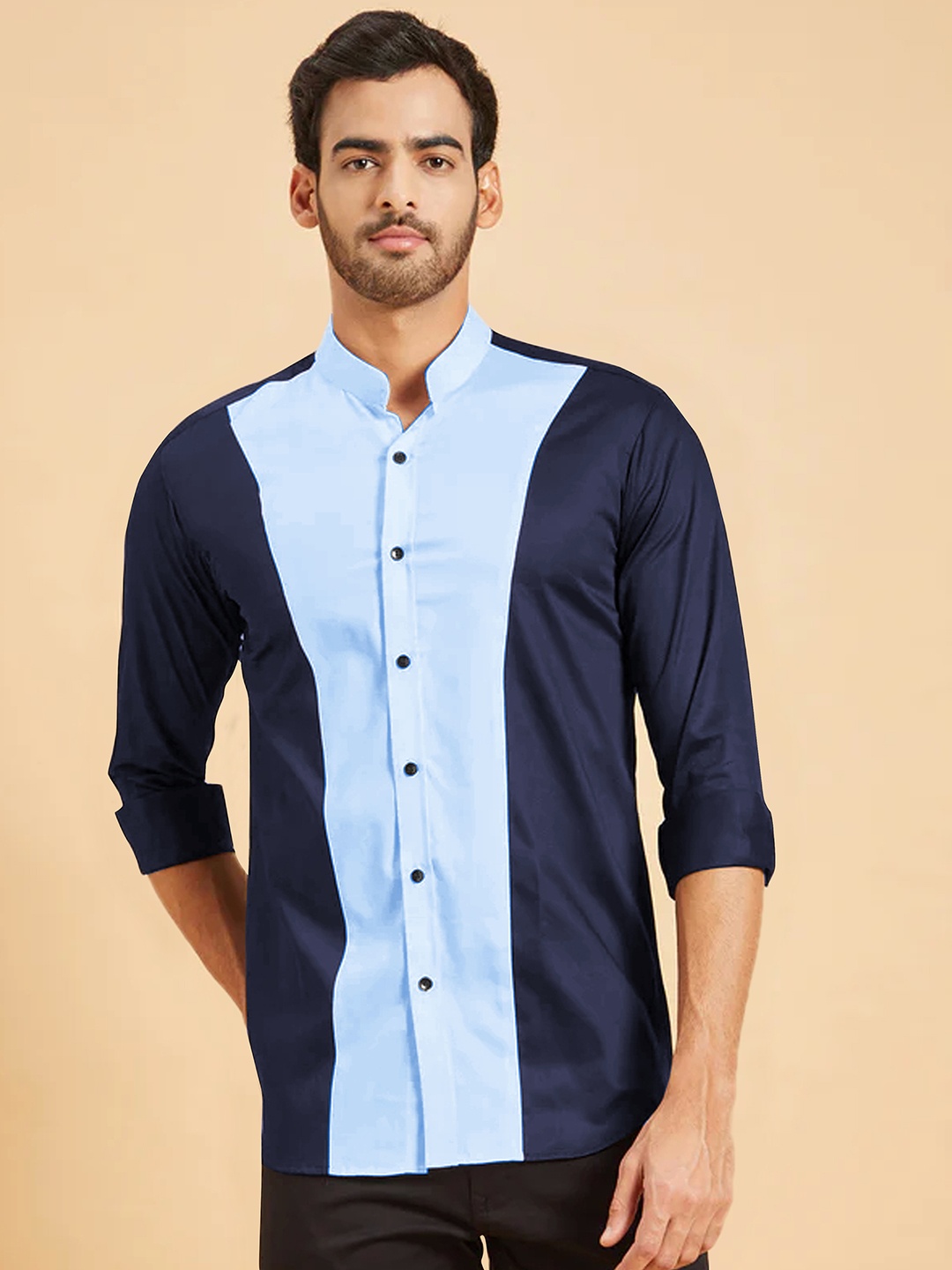 

FOLGEN Men Comfort Opaque Casual Shirt, Navy blue