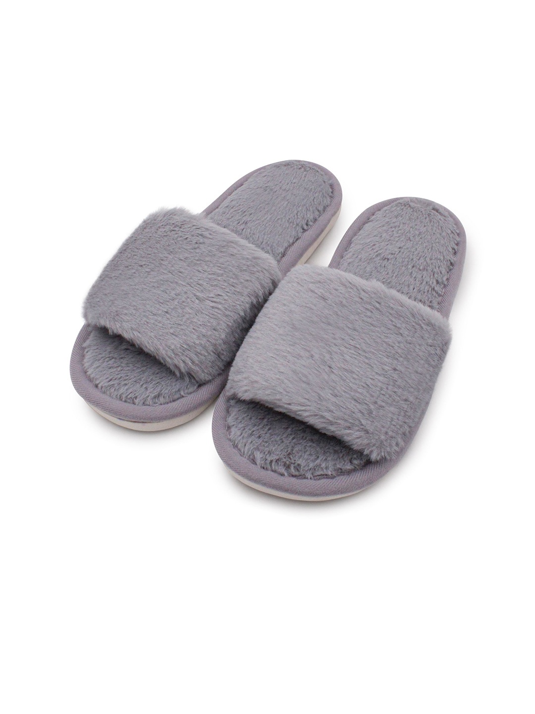 

JENNA Women Fur Winter Room Slippers, Grey