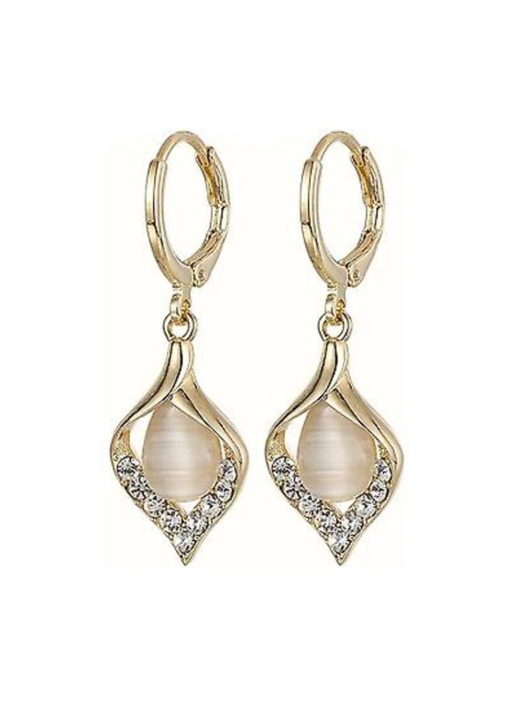 

CareDone Gold Plated Artificial Beads Studded Contemporary Drop Earrings