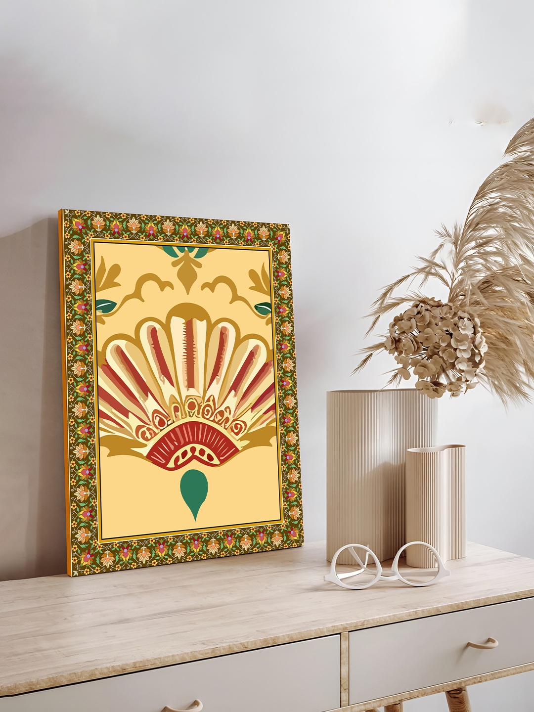

Art Street Indian Folk Maroon & Cream-Coloured Canvas Floral and Botanical Wall Paintings
