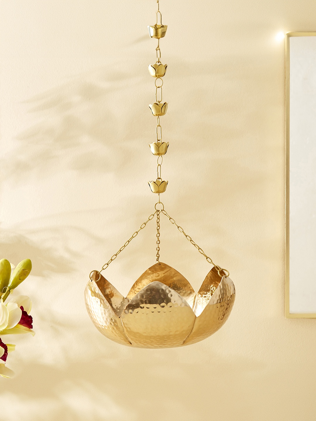 

Home Centre Corsica Kamal Gold-Toned Hammered Hanging Metal Decorative Bowl