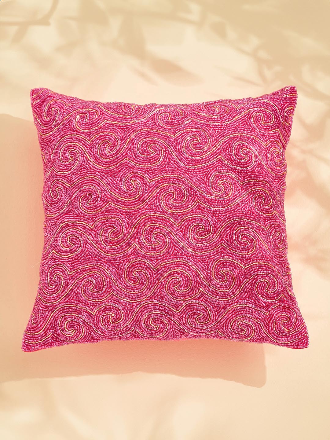 Home Centre Corsica Moksha Pink & Gold-Toned Abstract Square Cushion Covers