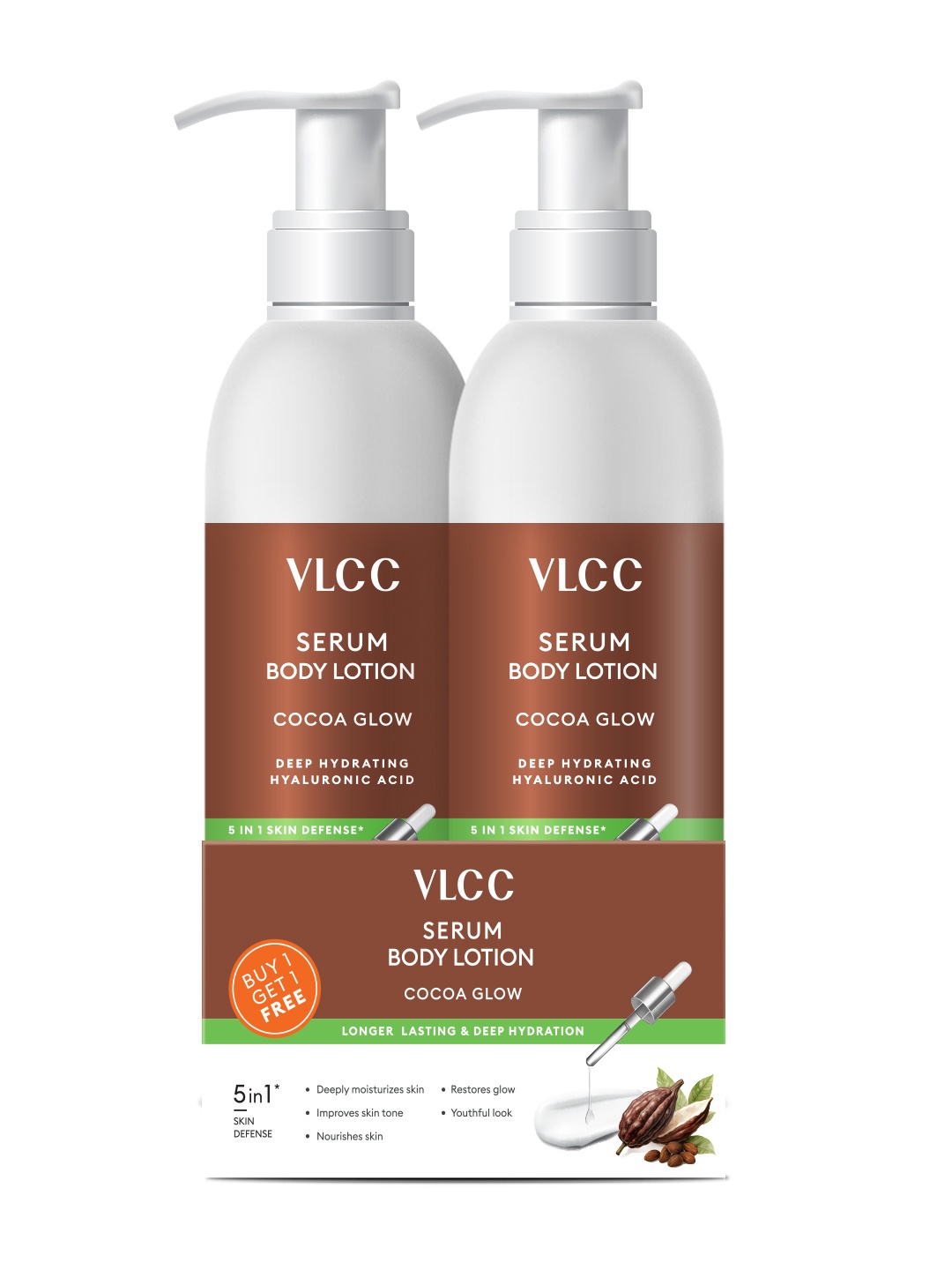 

VLCC Serum Body Lotion Set Of 2 Cocoa Glow With Deep Hydrating - 300 ml Each, White