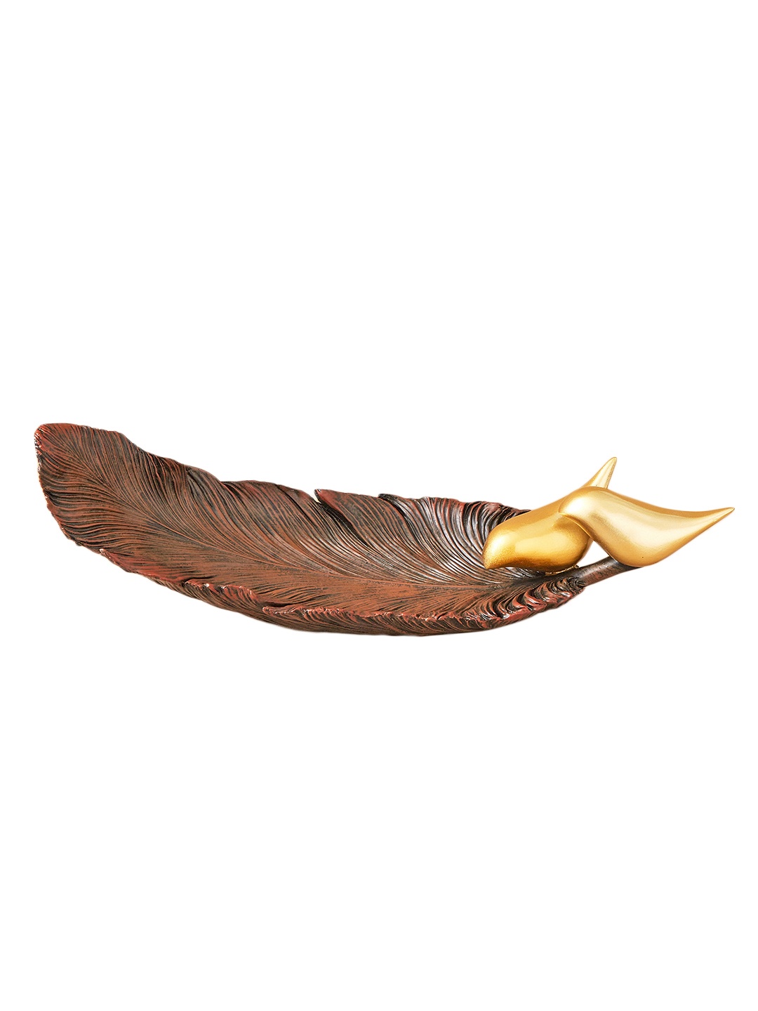 

Home Centre Paloma Robin Brown and GoldToned Decorative Leaf Platter Curio Showpiece
