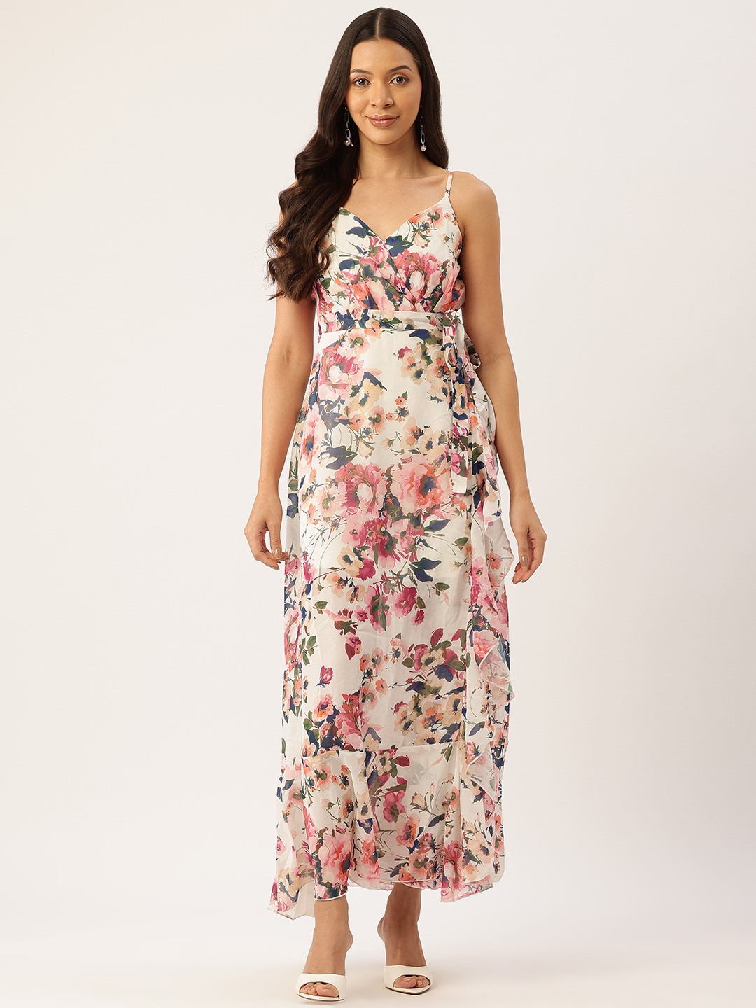 

Rue Collection Floral Printed Fit & Flare Maxi Dress, Off white