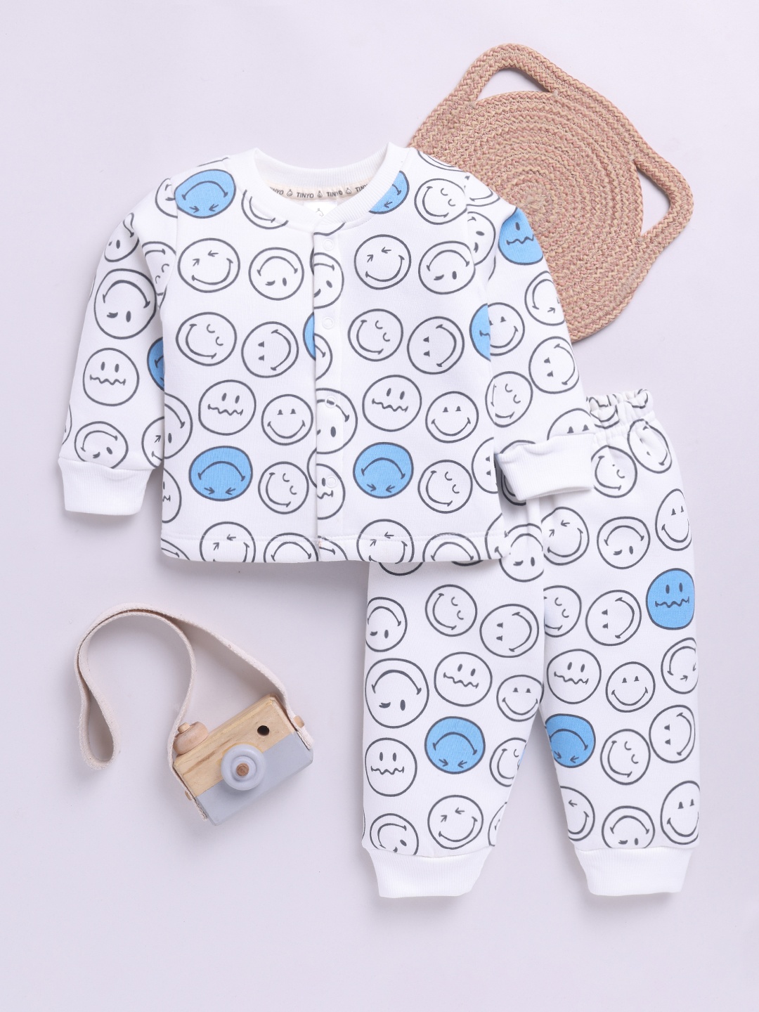 YK X Tinyo Infant Boys Fleece T-shirt & Joggers, Off white