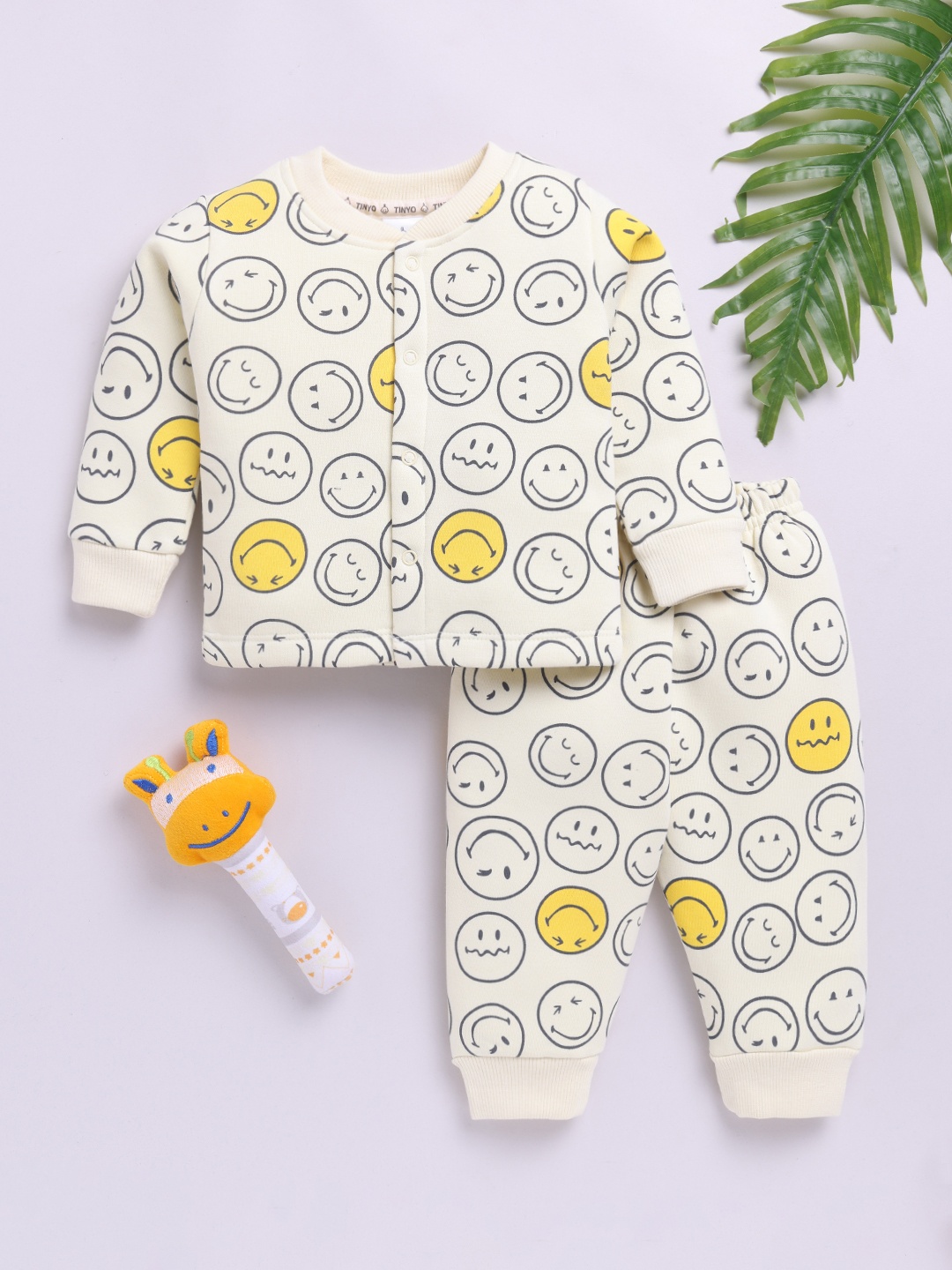

YK X Tinyo Infant Boys Fleece T-shirt with Joggers For Winter, Yellow