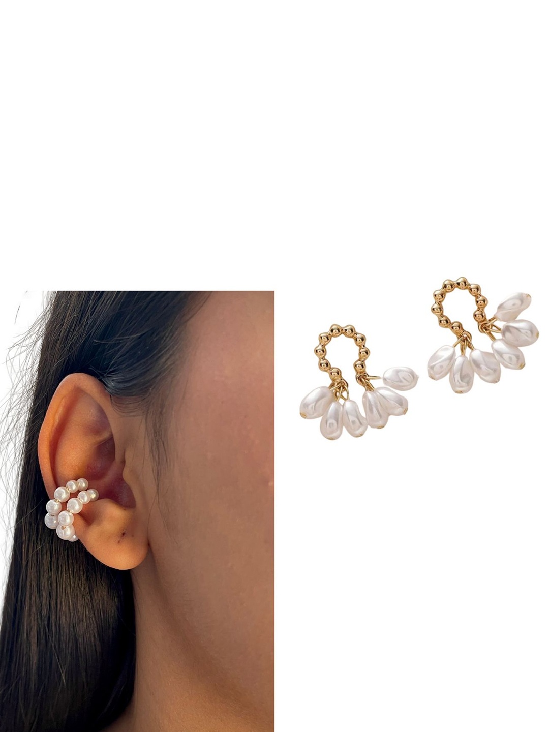 

ISHKAARA Gold-Plated Pearl Studded Ear Cuffs