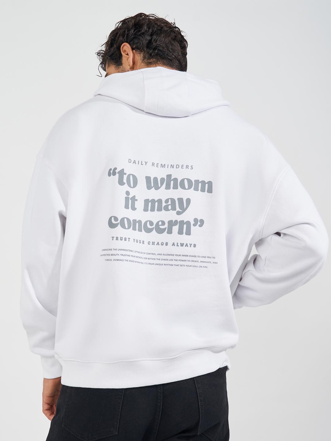

Styli Men Typography Printed Hood Cotton Pullover Ribbed Sweatshirt, White
