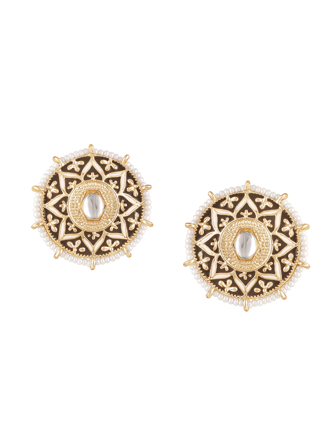 

BDIVA 18k Gold Plated Kundan Studded Classic Studs Earrings