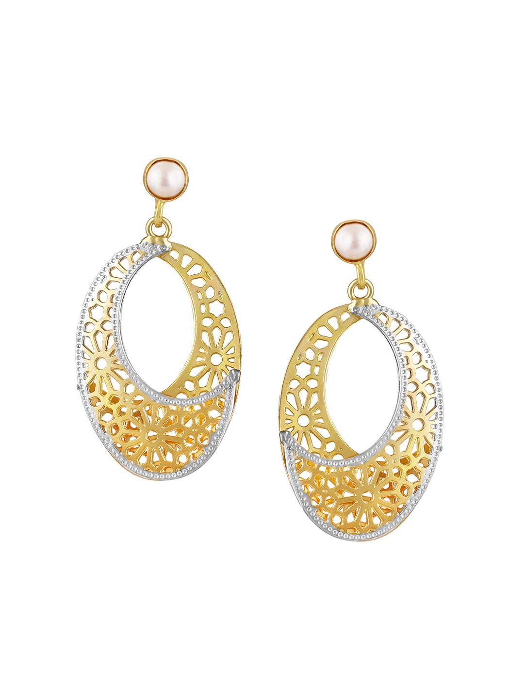 

BDIVA Gold-Plated Stone Studded Classic Lightweight Drop Earrings