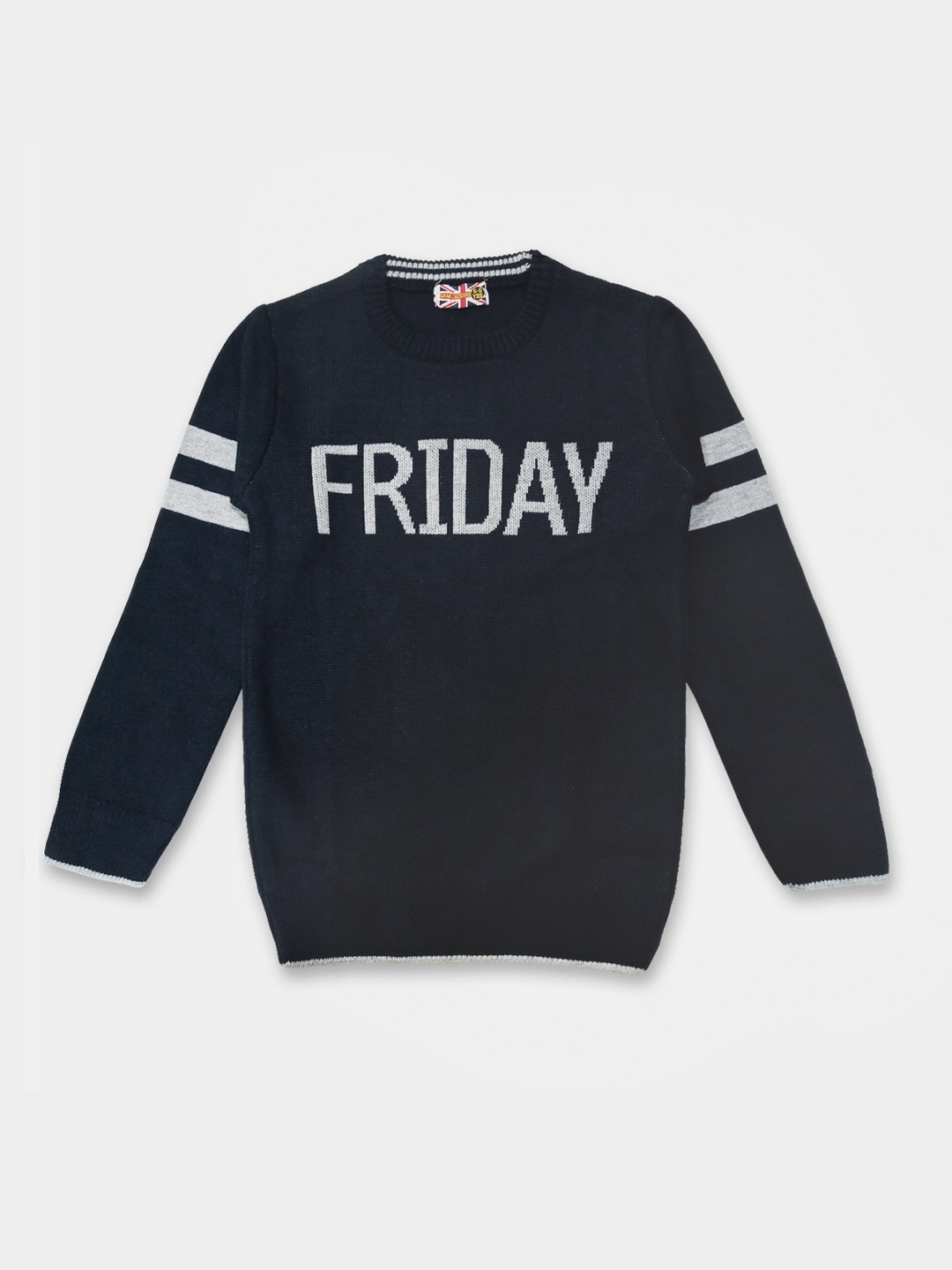 Here&Now X Game Begins Boys Acrylic Typography Printed Pullover, Navy blue