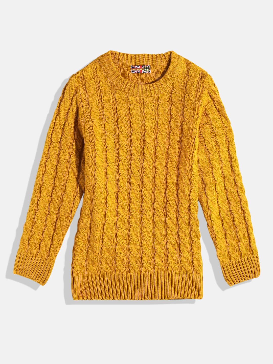 

Here&Now X Game Begins Boys Cable Knit Pullover Sweater, Mustard