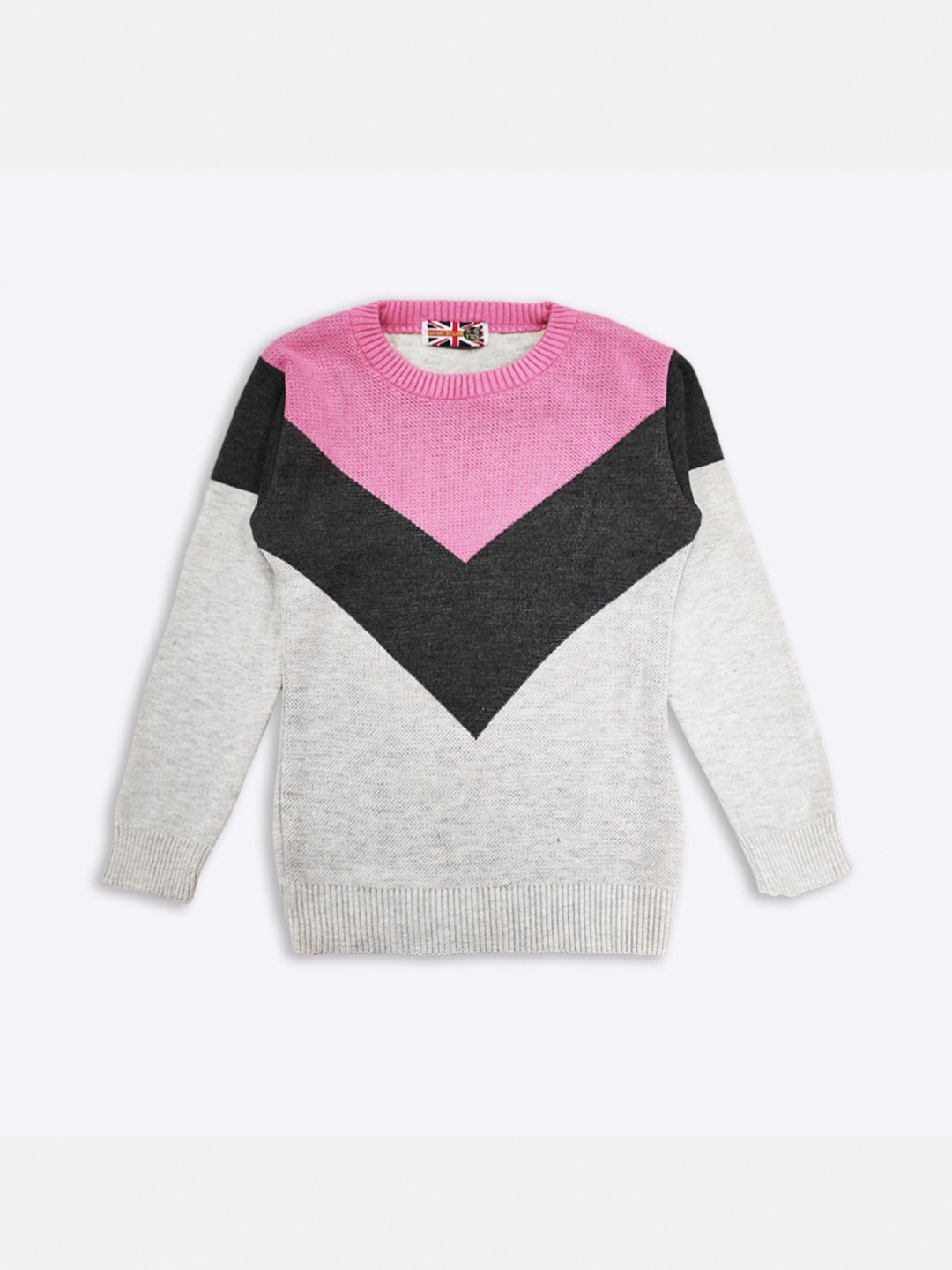 

Here&Now X Game Begins Girls Chevron Colourblocked Pullover, White