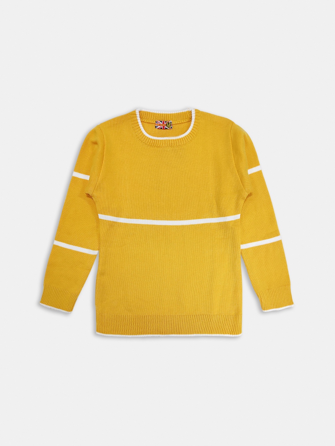 

Here&Now X Game Begins Girls Striped Colourblocked Pullover, Mustard